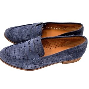 Sarto Franco Sarto Penny Loafers Women 8W Blue Suede Slip On Flat Shoes preppy
